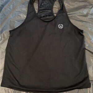 Neleus Black Racerback Workout Tank with Subtle Logo